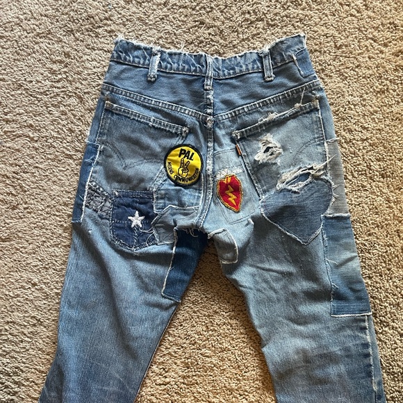 Patchwork Light Wash Jeans with Mixed Denim PanelsLevi’s made with love by my
